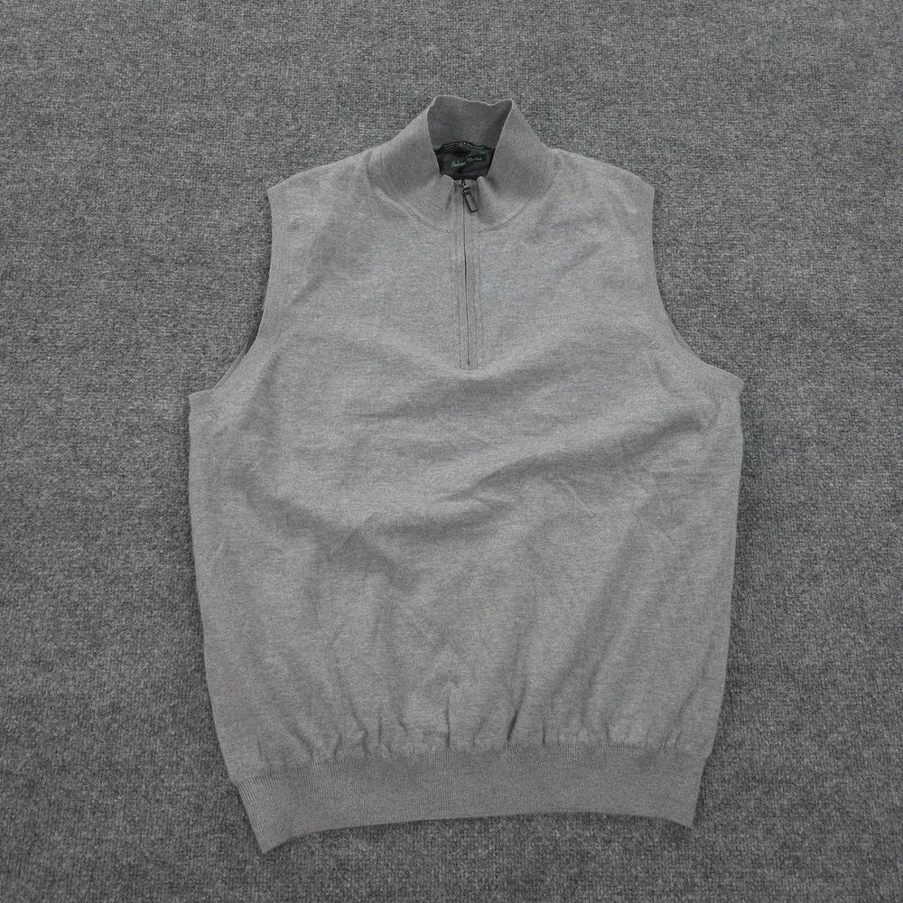Fairway & Greene Sweater‎ Vest Mens XL Gray Italian Merino 1/4 Zip Knit Golf
